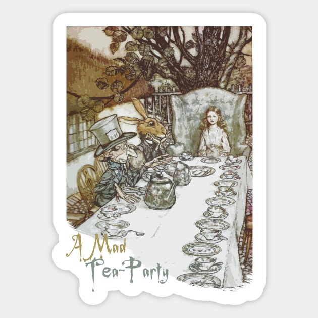 A Mad Tea Party - Alice in Wonderland Sticker by The Blue Box